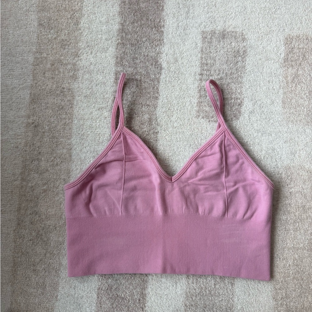 ALO Yoga Pink Seamless Ribbed Bralette